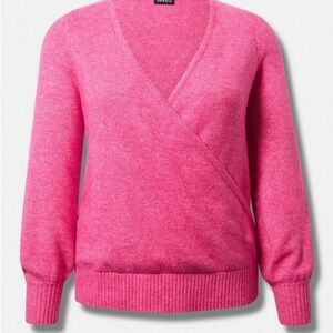 Torrid V-Neck Pink Sweater women’s size 0 / large stretchy fall long sleeve top